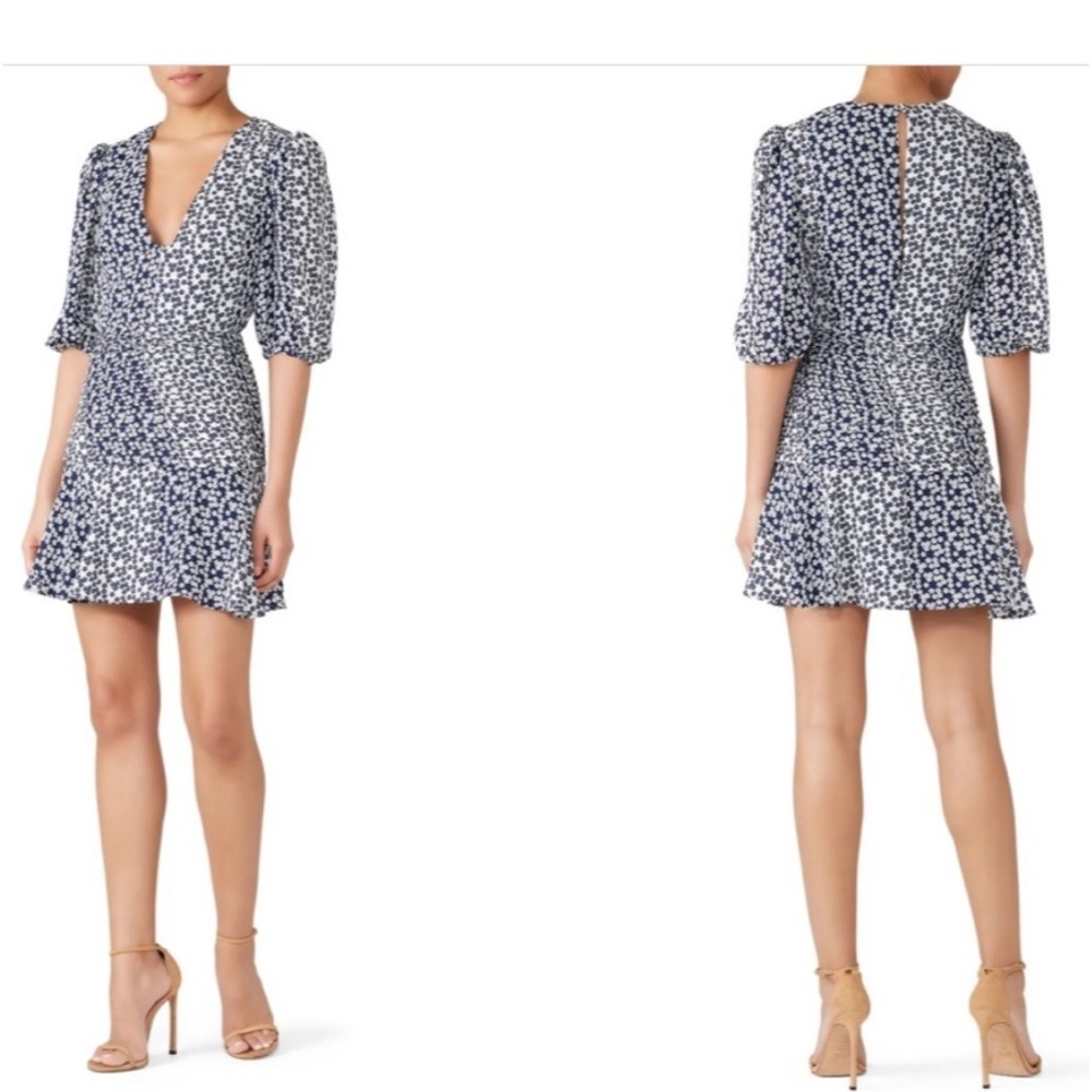 La Mason Talulah Remember Me, Mini Dress original $206 blue and white pattern